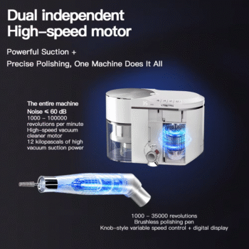Pullyon 2-in-1 nail station featuring dual independent high-speed motors - 35000 RPM brushless drill motor and high-power vacuum motor for independent professional performance
