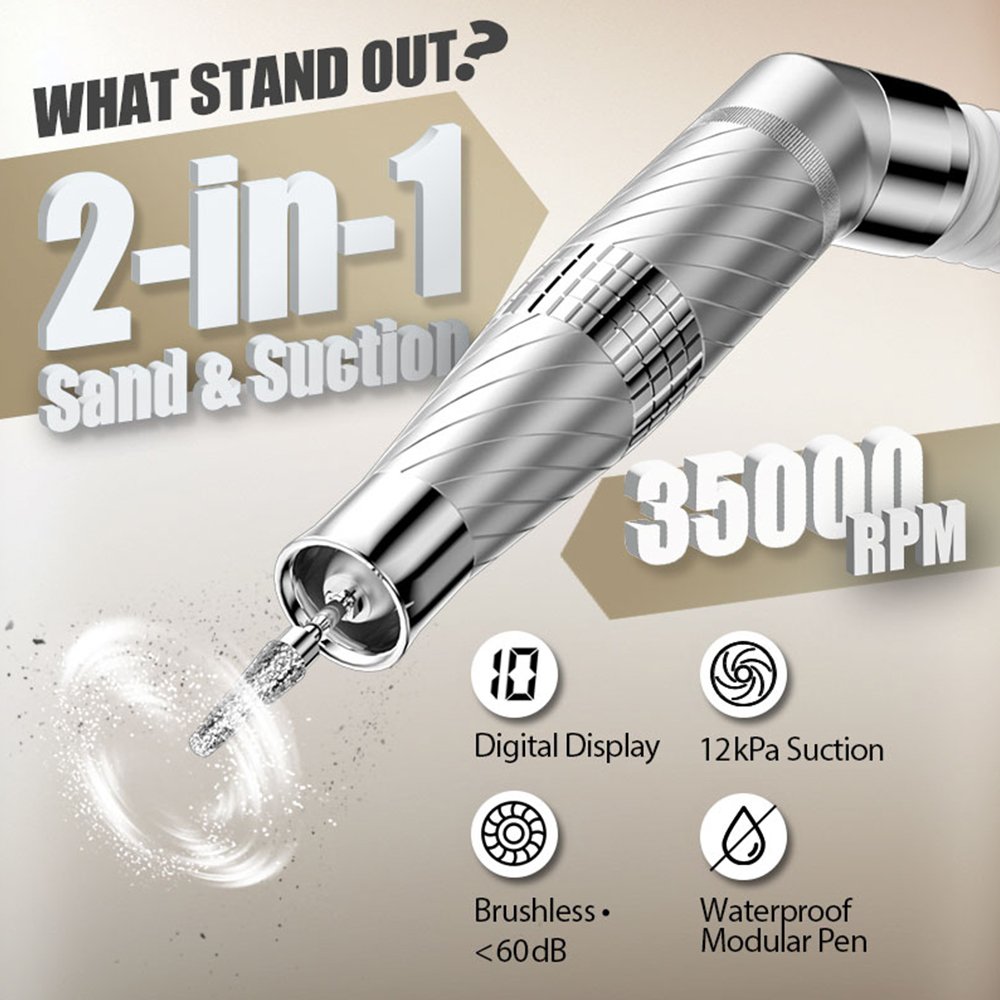 Pullyon 35000 RPM professional brushless handpiece for 2-in-1 integrated station - High torque and ergonomic grip