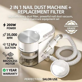 Pullyon Pro 2-in-1 Brushless Nail Drill & High-Suction Vacuum - 35000RPM 12KPa Integrated Station